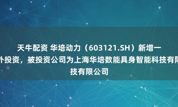 天牛配资 华培动力（603121.SH）新增一起对外投资，被投资公司为上海华培数能具身智能科技有限公司
