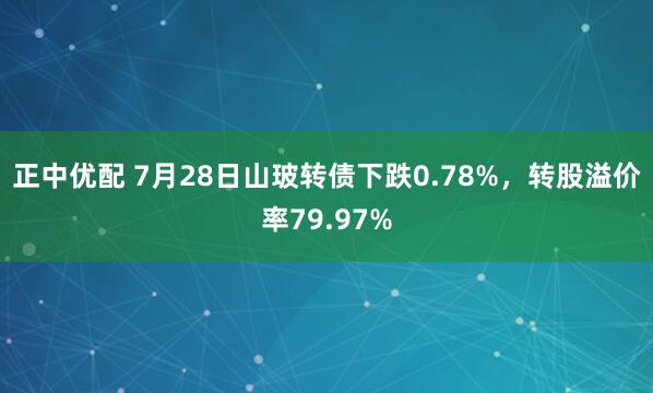 正中优配 7月28日山玻转债下跌0.78%，转股溢价率79.97%