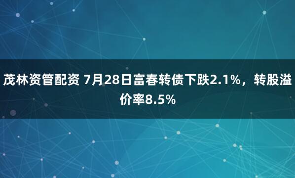 茂林资管配资 7月28日富春转债下跌2.1%，转股溢价率8.5%
